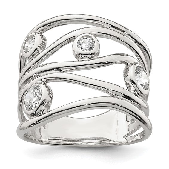 Sterling Silver Fancy CZ Ring Sizes STYLE: QR7106