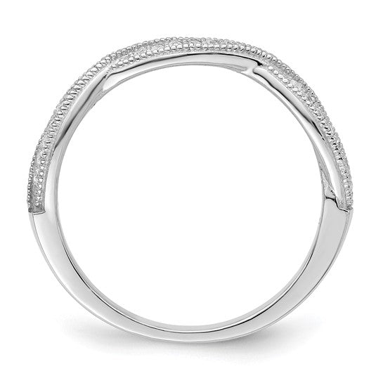 Brilliant Embers Sterling Silver Rhodium-plated 48 Stone Criss Cross Micro Pavé CZ Polished Ring Sizes STYLE: QMP1063