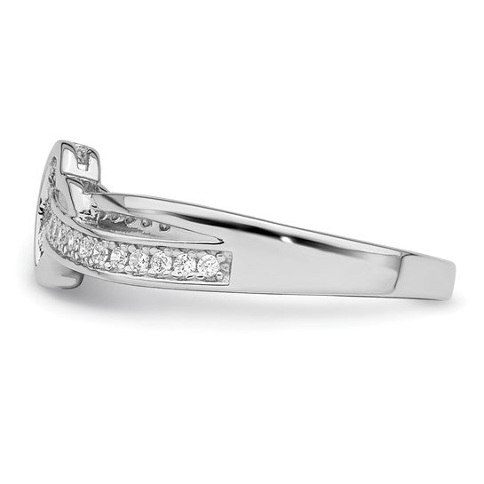 Brilliant Embers Sterling Silver Rhodium-plated 20 Stone Micro Pavé CZ Heart Ring STYLE: QMP1094
