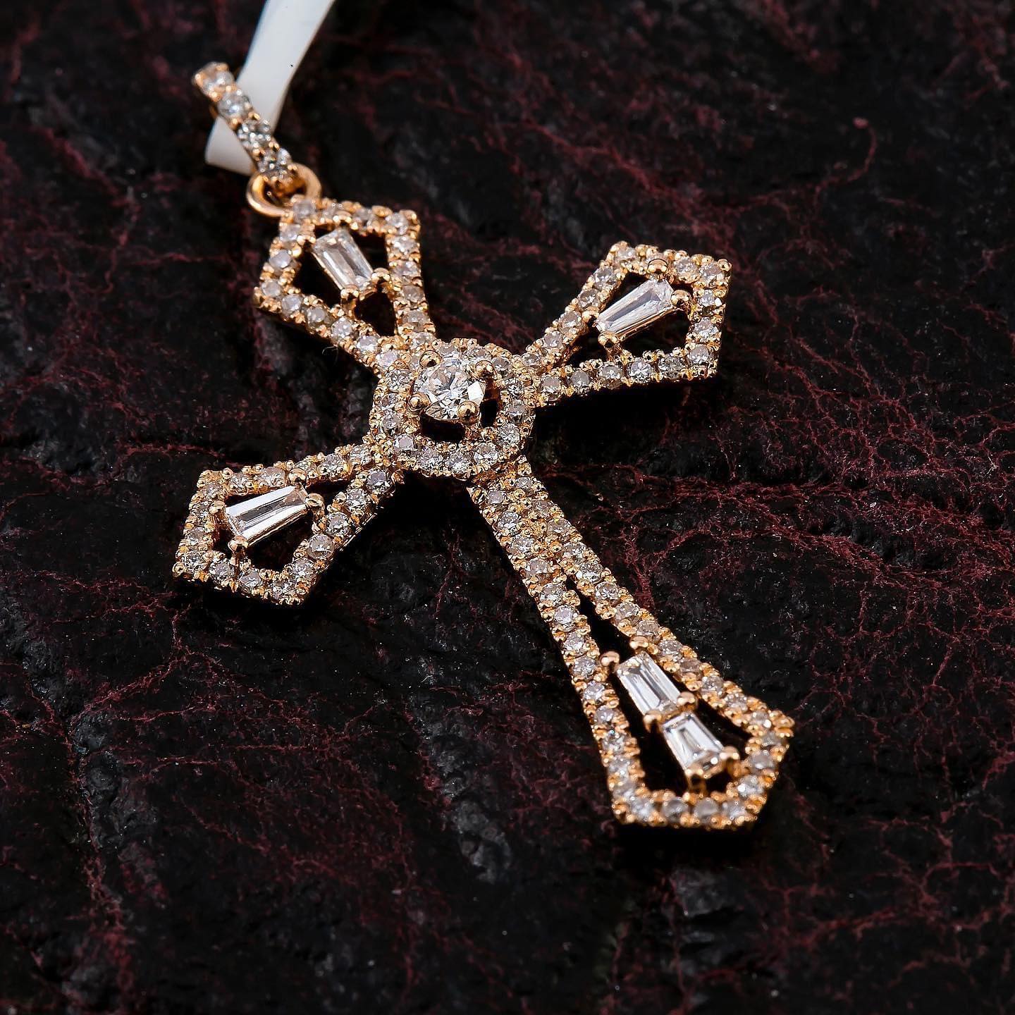 14K Rose Gold Cross Pendant