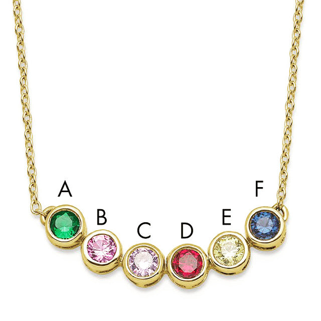 14K 6 Synthetic Birthstone Complete Family Necklace PM9950/6-YSY