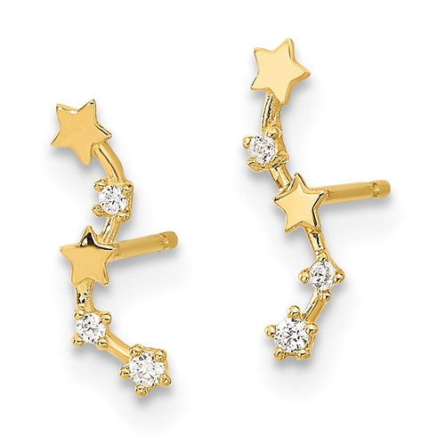 14k Madi K Curved Stars CZ Post Dangle Earrings STYLE: GK921