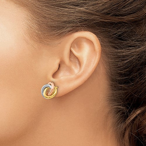 14k Tri-color Twisted Knot Post Earrings STYLE: Z1239