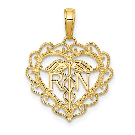 14k RN Registered Nurse Heart Pendant STYLE: K4932