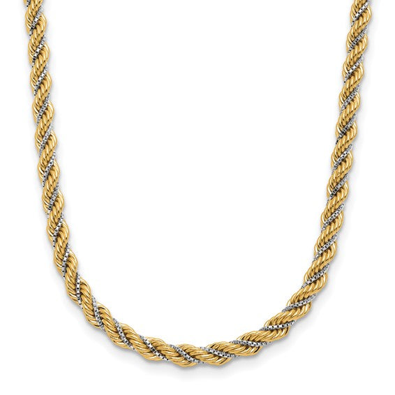 Leslie's 14K Two-tone Polished Textured Rope Necklace STYLE: LF1576-18