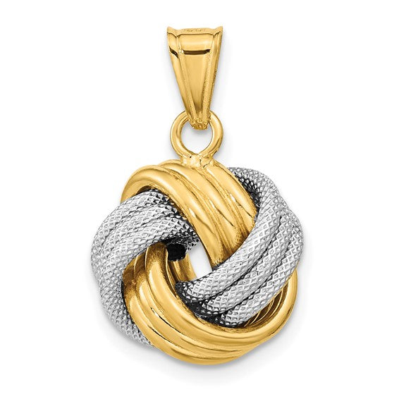 14k Two-Tone Polished Textured Love Knot Pendant STYLE: SF2477