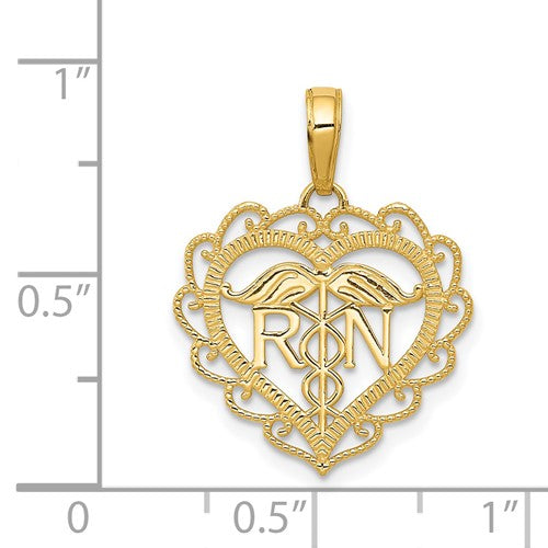 14k RN Registered Nurse Heart Pendant STYLE: K4932