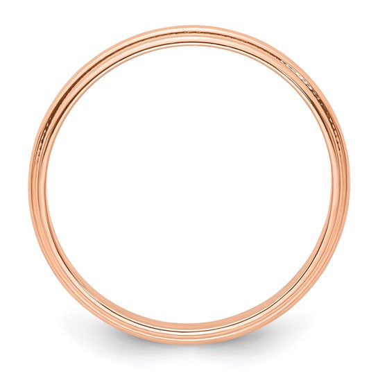 14k Rose Gold 3mm Lightweight Milgrain Half Round Wedding Band Size 4 STYLE: RML030