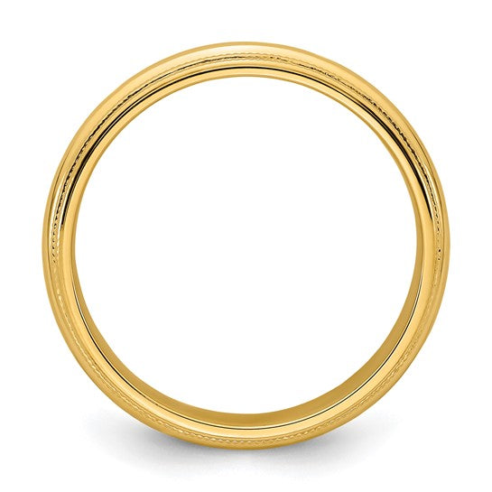 14k Yellow Gold 6mm Double Milgrain Comfort Fit