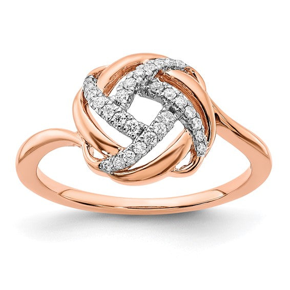 14k Rose Gold Polished Diamond Love Knot Ring STYLE: RM6889-012-RA