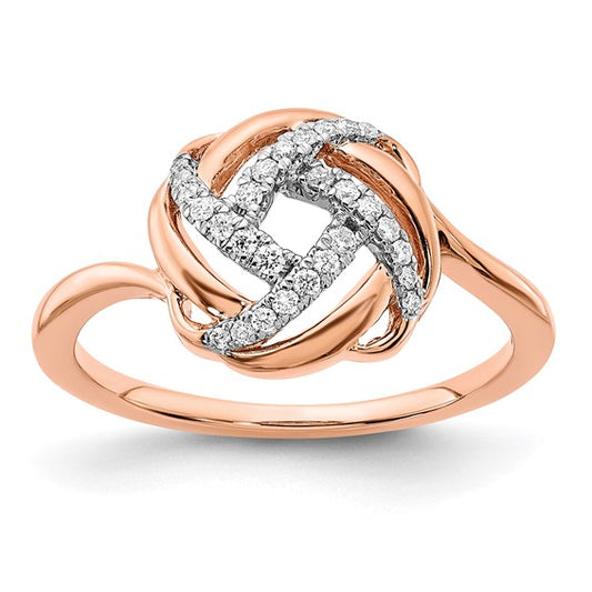 14k Rose Gold Polished Diamond Love Knot Ring STYLE: RM6889-012-RA