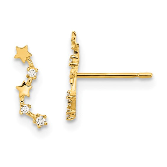 14k Madi K Curved Stars CZ Post Dangle Earrings STYLE: GK921