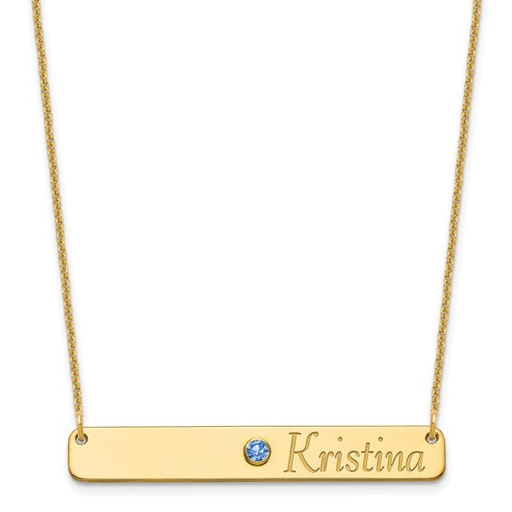 Name and Birthstone Bar Necklace