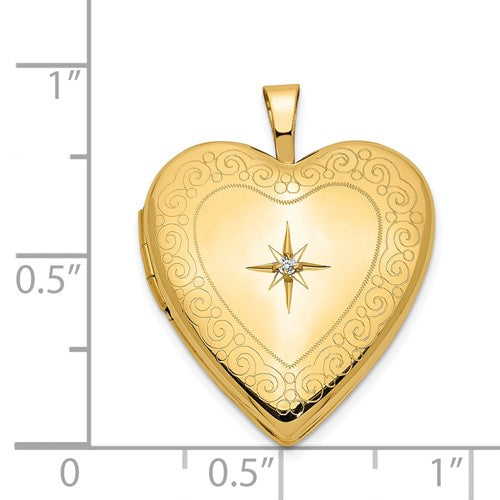 14k 20mm Diamond Side Swirl Edge Heart Locket Necklace STYLE: XL596/PEN1-18