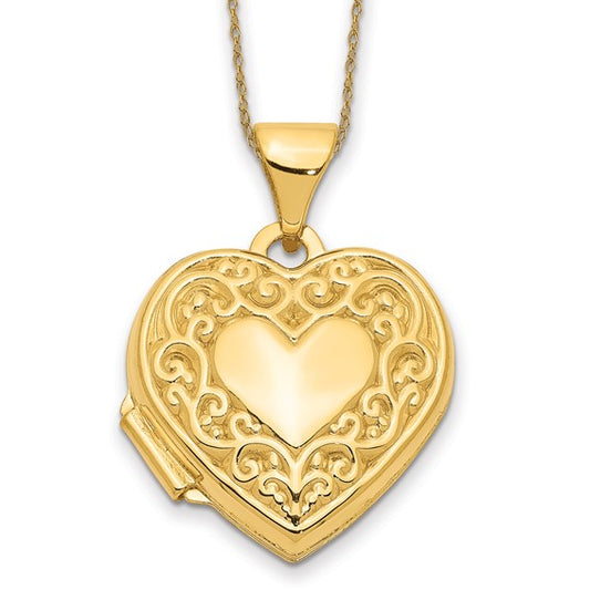 14k Scroll Heart Locket Necklace STYLE: XL131/5RY-18