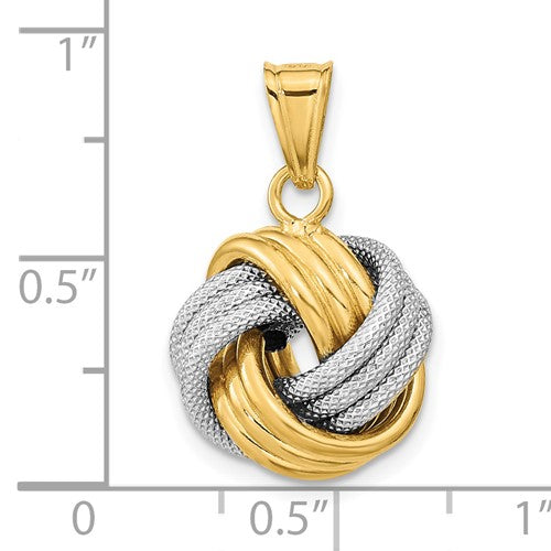 14k Two-Tone Polished Textured Love Knot Pendant STYLE: SF2477