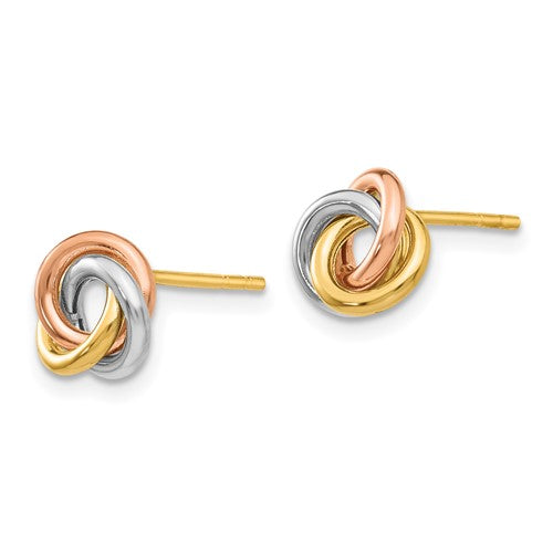 14k Tri-color Twisted Knot Post Earrings STYLE: Z1239