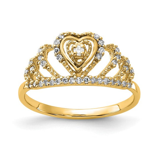 14kt Diamond heart crown ring   RLD3751-4YABS43