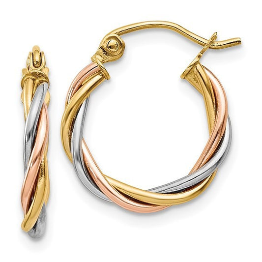 14kt Gold Tri-Color Hoop Earrings
