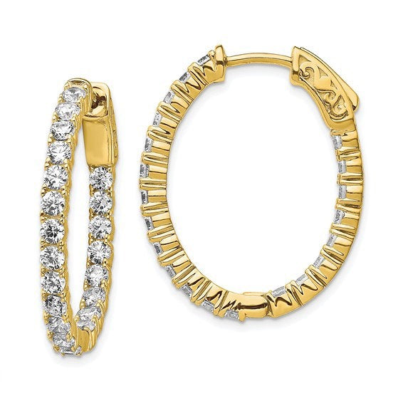 14kt Gold White Sapphire Hoop Earrings