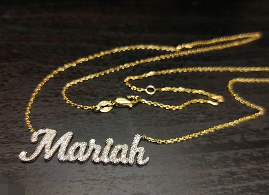 14kt Gold and Diamond Name Plate