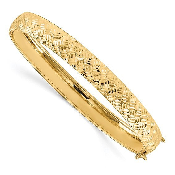 Leslie's 14K Polished Diamond-Cut Bangle Bracelet