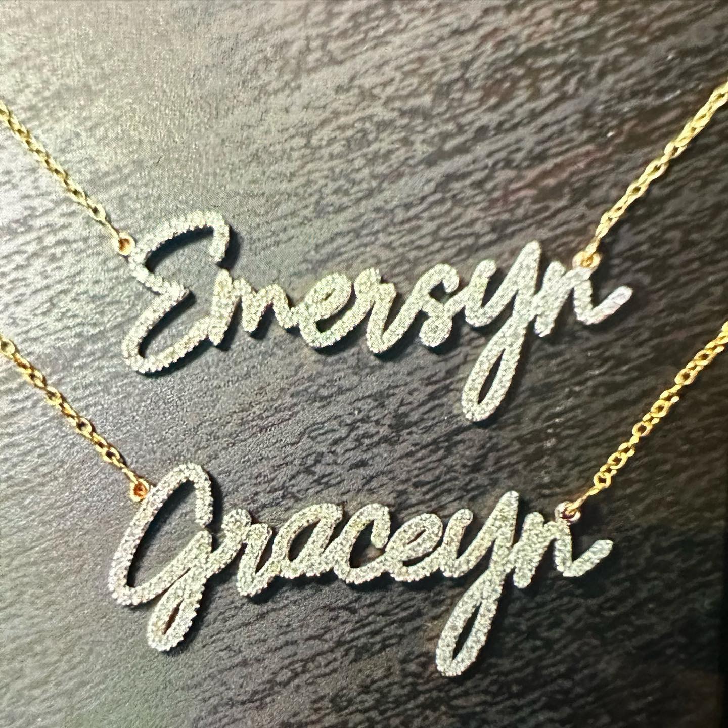 14KT single plate Name Necklaces