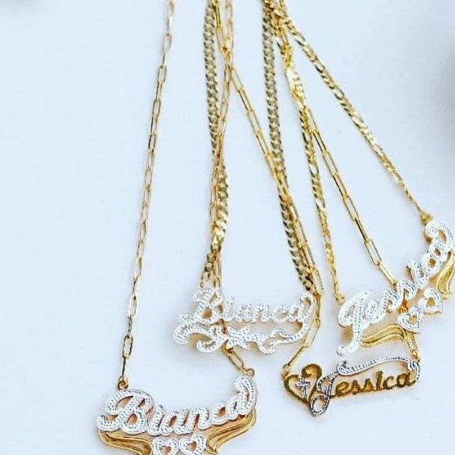 14KT single plate Name Necklaces