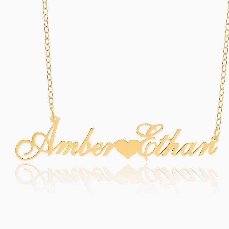 14KT single plate Name Necklaces