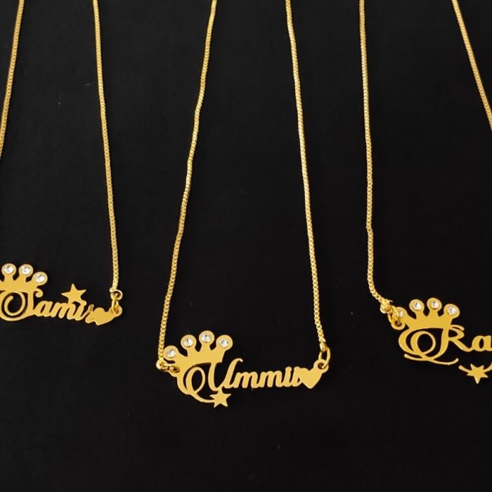 14KT single plate Name Necklaces