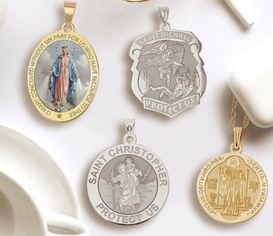 Saint Medals available in Gold or Silver