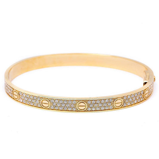 18K YELLOW GOLD BANGLE BRACELET WITH 3.30 CT DIAMONDS