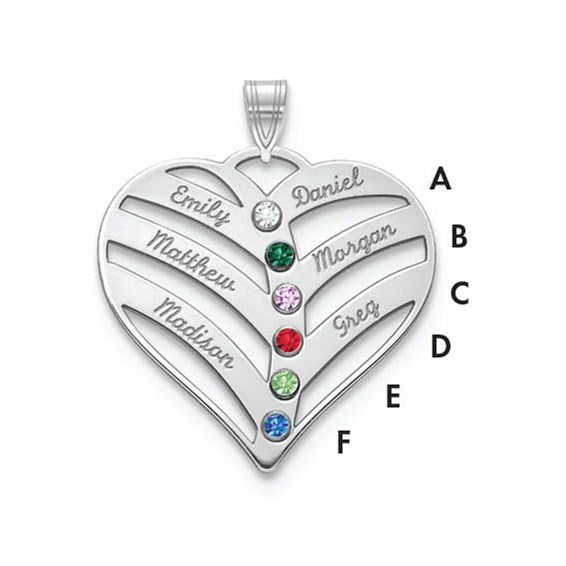 14KY 6 Name and Birthstone with 14k Bezel Cut Out Heart Necklace STYLE: XNA865/6Y