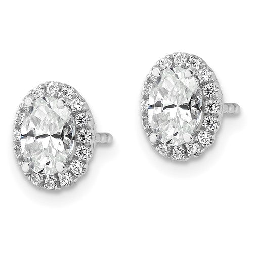 14K White Gold Lab Grown Diamond Halo Stud Earrings STYLE: EM9472-120-WLG