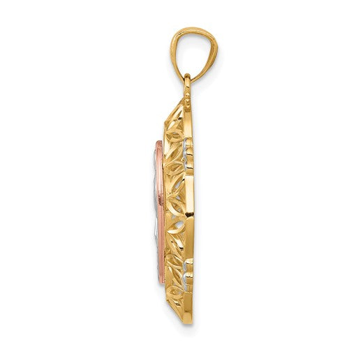 14K Two-tone with White Rhodium Guadalupe Medal Pendant