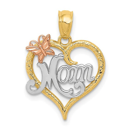 14k Two-tone with White Rhodium MOM Heart Pendant STYLE: K2659