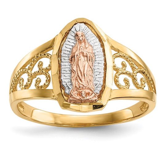 14k Two-tone with White Rhodium Lady of Guadalupe Ring