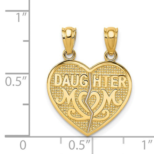 14k Satin and Polished DAUGHTER-MOM Break Apart Heart Pendant STYLE: K5906