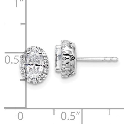 14K White Gold Lab Grown Diamond Halo Stud Earrings STYLE: EM9472-120-WLG