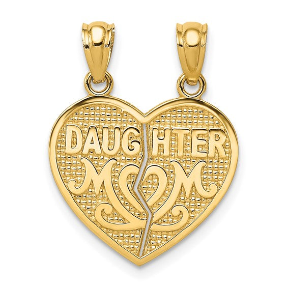 14k Satin and Polished DAUGHTER-MOM Break Apart Heart Pendant STYLE: K5906