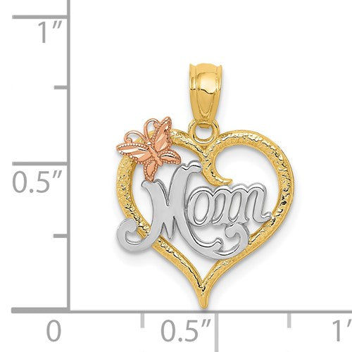 14k Two-tone with White Rhodium MOM Heart Pendant STYLE: K2659