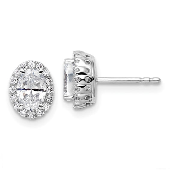 14K White Gold Lab Grown Diamond Halo Stud Earrings STYLE: EM9472-120-WLG