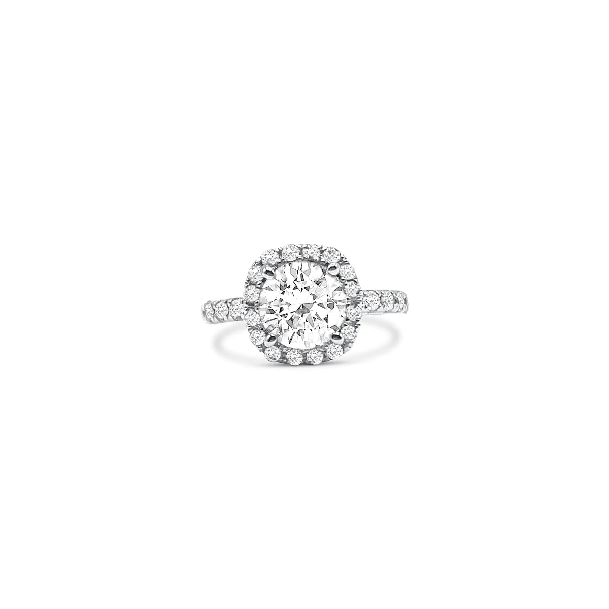 Engagement ring- CENTER DIAMOND SURROUNDED BY 16 ROUND SHAPED DIAMONDS AND 14 ROUND DIAMONDS ON THE BAND- Engagement rings