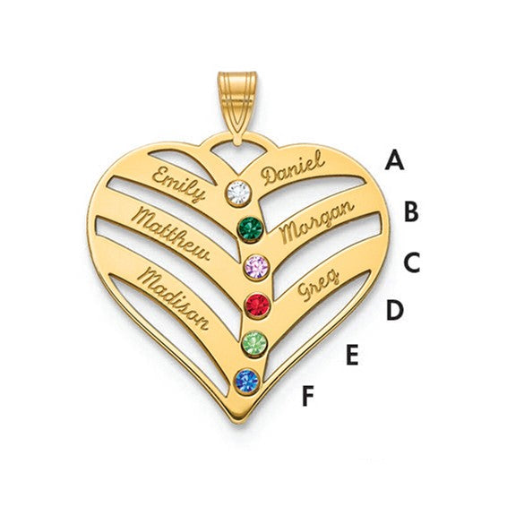 14KY 6 Name and Birthstone with 14k Bezel Cut Out Heart Necklace STYLE: XNA865/6Y