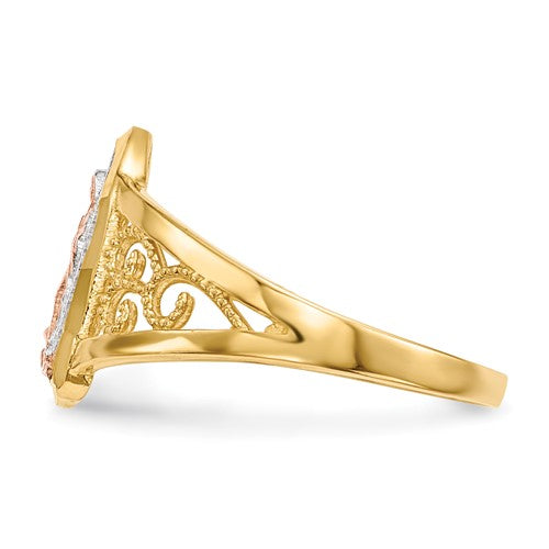 14k Two-tone with White Rhodium Lady of Guadalupe Ring