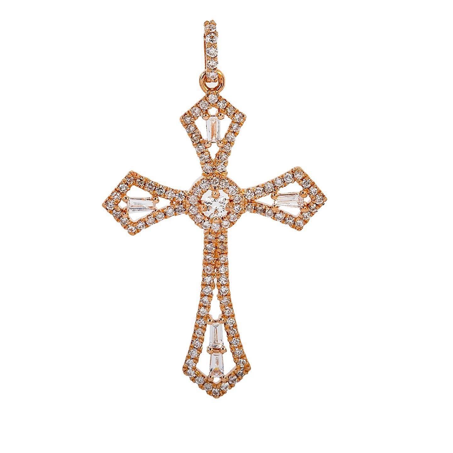 14K Rose Gold Cross Pendant