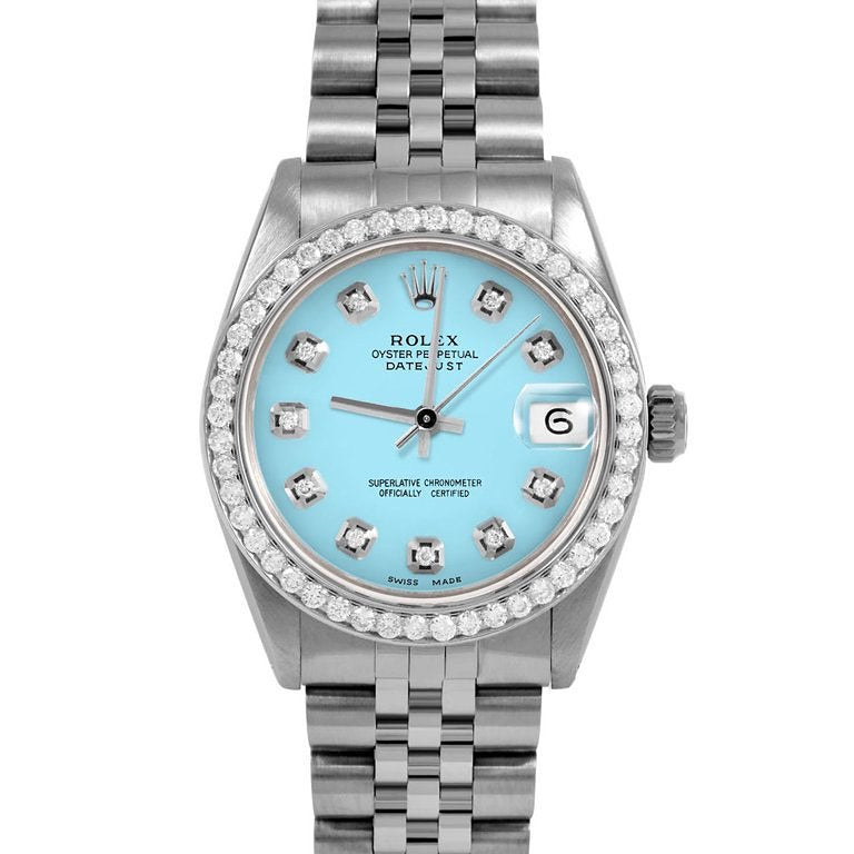 Rolex 6827 Midsize Ladies 31mm Datejust Wristwatch Blue Diamond