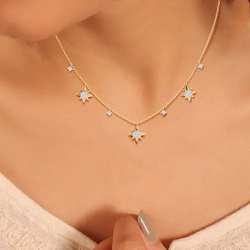 Twinkling Stars Fine Diamond Necklace For Women